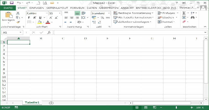 Excel 2013 Fenster (Bitte anklicken zum Vergrössern)